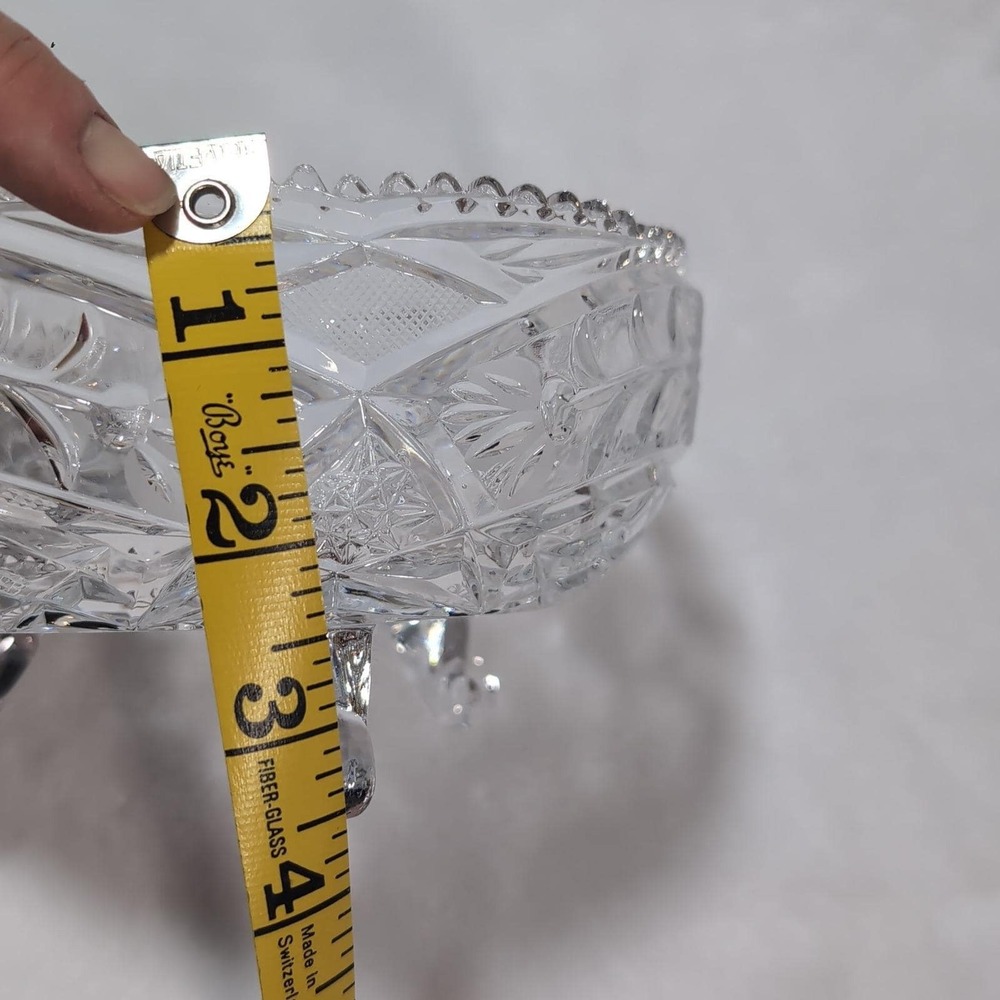 Vintage Anna Hutte Lead Crystal 3 Footed Dish‎ Candy Pinwheel Starburst Germany - Picture 8 of 10
